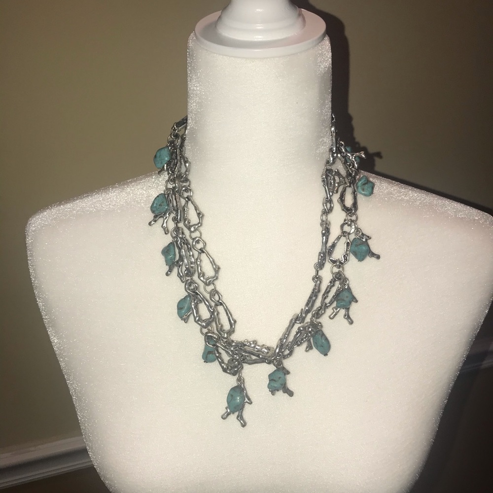 Silver and turquoise chunky necklace